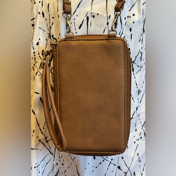Mundi RFID Vegan Leather Crossbody Wallet With Phone Pocket Brown Sugar - Picture 2 of 13